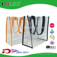 new design clear pvc shopping bag with long handle